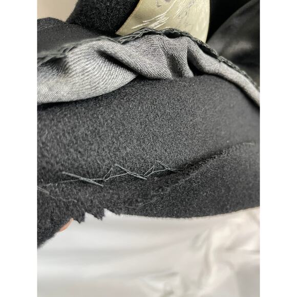 Vintage 1950s Black Cashmere Wool Coat Silver Gray Mink Fur Collar Rare Small/M - Picture 8 of 10